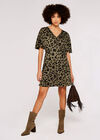 Animal Print Mini Dress, Khaki, large