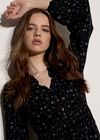 Floral Ruffle Mini Dress, Black, large