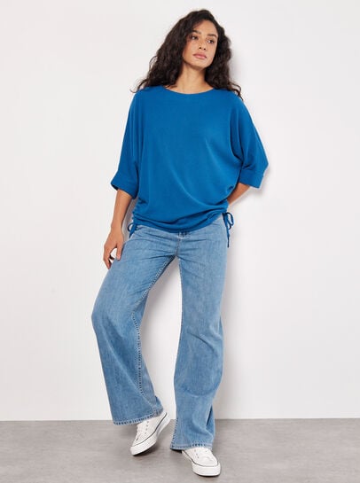 Soft Touch Drawstring Batwing Top