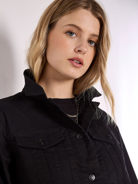 Cotton Cargo Jacket, Black, large