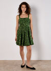 Animal Print Skater Mini Dress, Green, large
