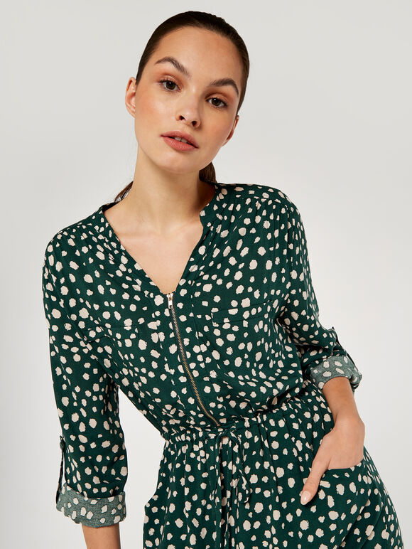 Painterly Dot Dress, Green, large