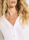 Lightweight V-neck Blouse, White, large