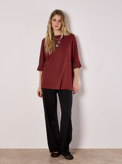 Soft-Touch Batwing Waffle Knit Top
