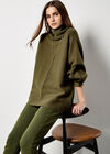 Roll Neck Oversized Batwing Jumper, Khaki, large