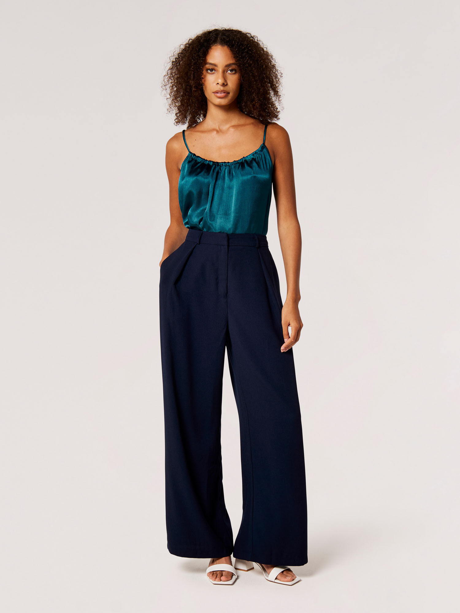 Textured Satin Camisole Top Apricot Clothing