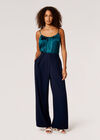 Textured Satin Camisole Top, Teal, large