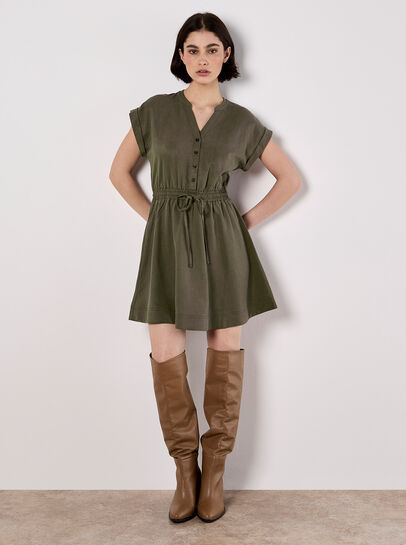 Button-Down Skater Mini Dress