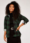 Gingham Fleece Lined Shirt, Green, large