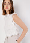 Lace Scallop Hem Blouse, Cream, large