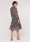 Ditsy Ruffle Chiffon Dress, Navy, large