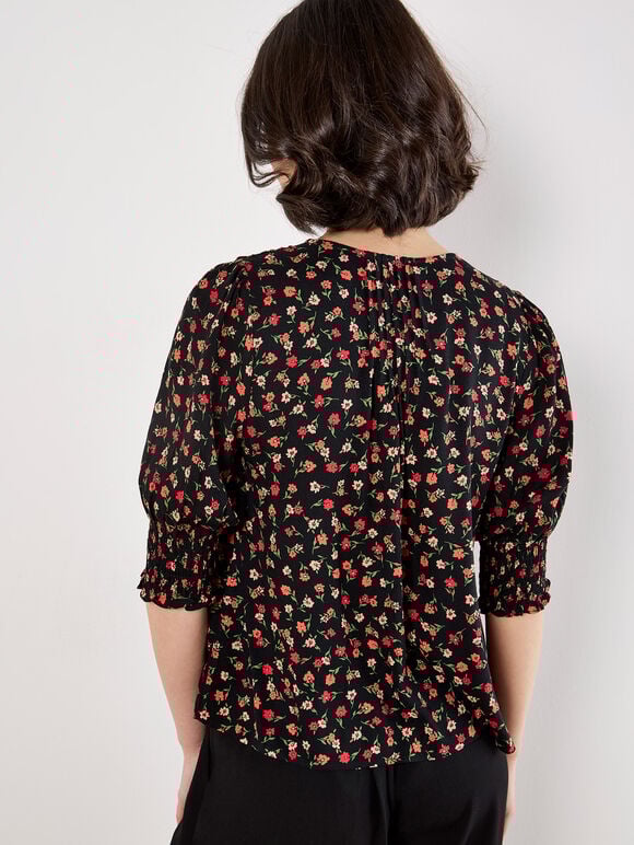 Ditsy Floral Blouse, Orange, large