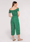 Dots Smocked Bardot Jumpsuit, Green, large