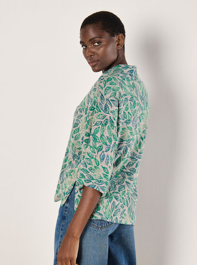 Batik Leaf Jersey Knit Top