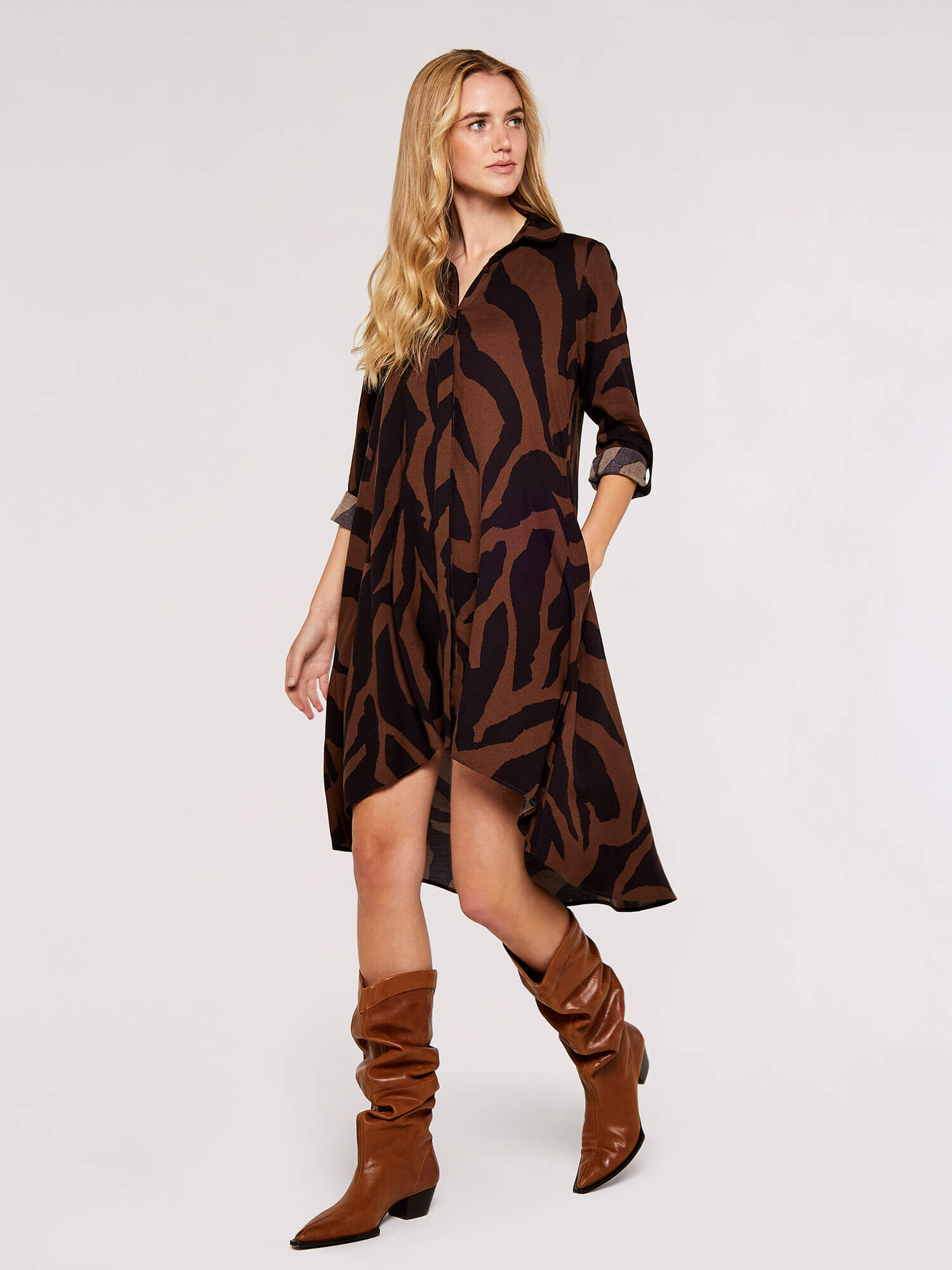 Kleid zebramuster braun Clearance