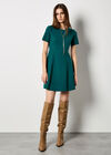 Panel Knitted A-Line Mini Dress, Teal, large