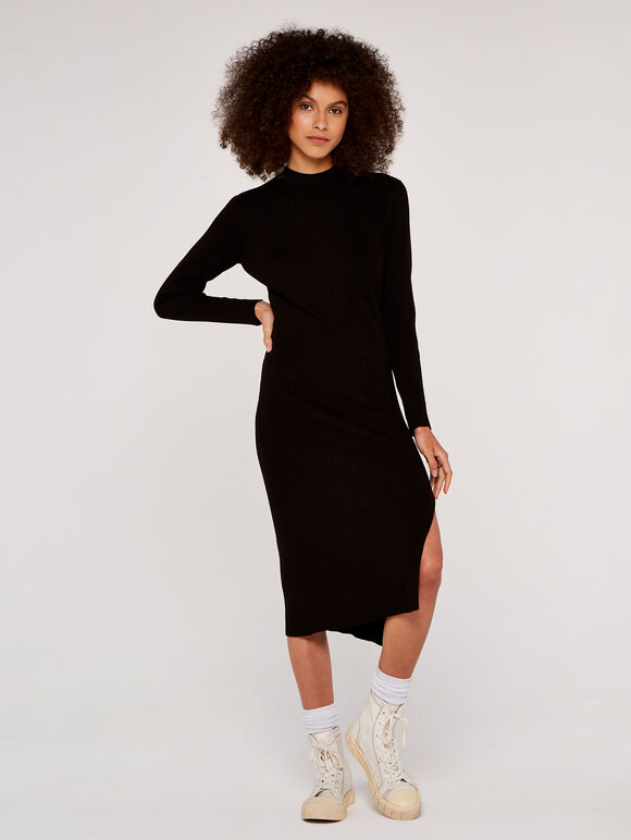 Bodycon Midi Dress, Black, large