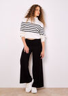 Mock Neck Stripe Jumper, White, large