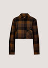 Check Print Cropped Shirt, Brown, large