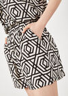 Geo Print Woven Shorts, Black, large