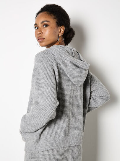 Waffle Knit Hooded Jumper