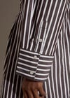 Stripe Shirt Cotton Mini Dress, Brown, large