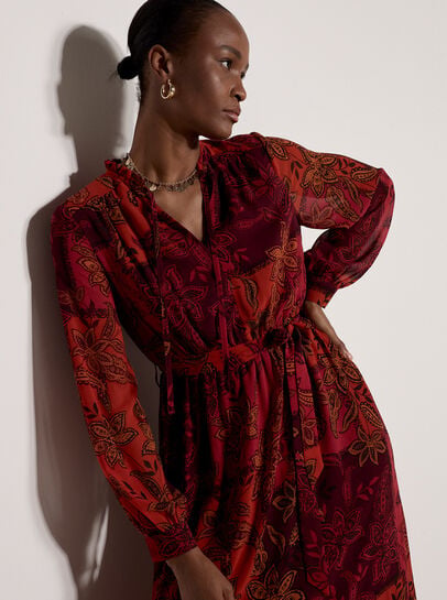 Patchwork Paisley Chiffon Maxi Dress