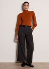 Plait Mesh Sleeve Jumper, Rust, large
