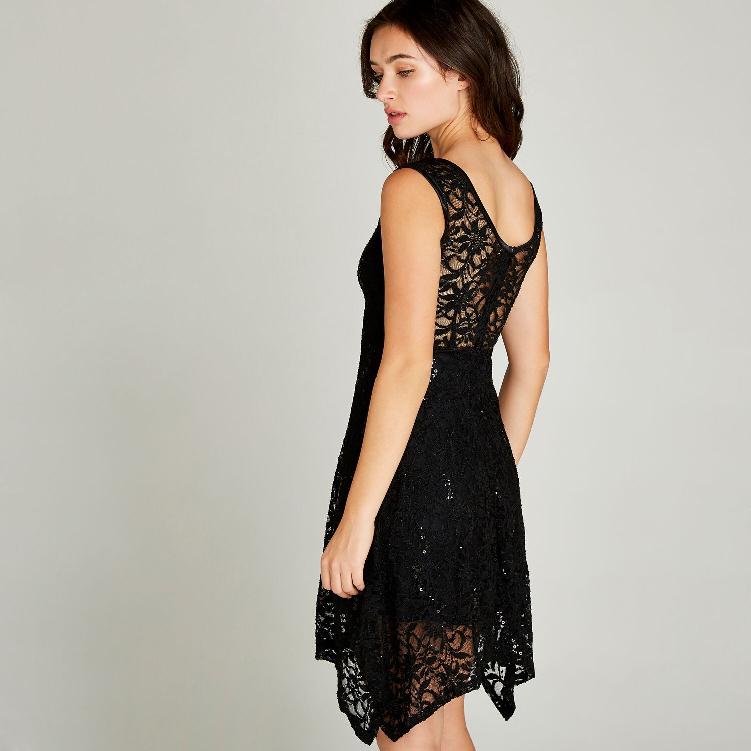 Lace hanky hem skater dress online