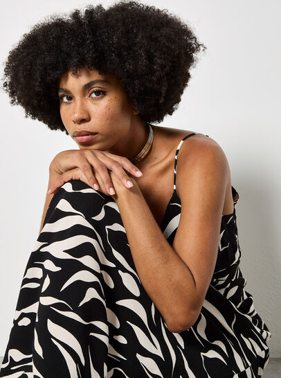 Animal Print Trapeze Cami Maxi Dress