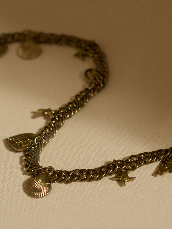 Charms Chain Waist Belt, Gold, large