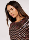 Metallic Chevron Tee, Brown, large