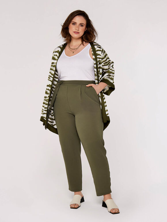Curve Tapered Trousers, Khaki, large