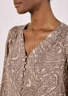 Paisley Print Shimmer Blouse, Grey, large