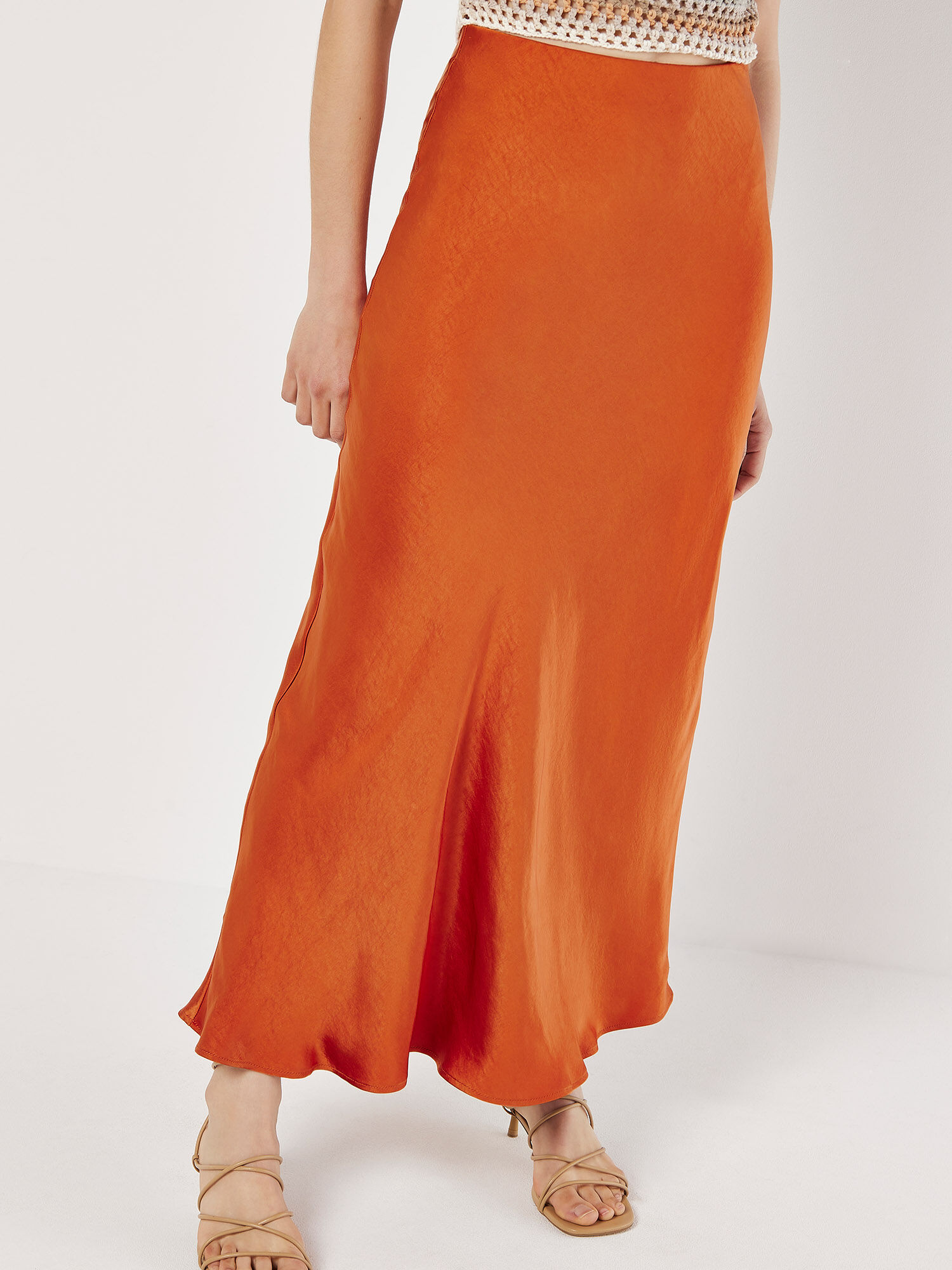 Satin skirt orange outlet