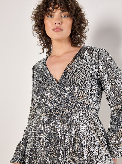 Curve Sequin Wrap Mini Dress