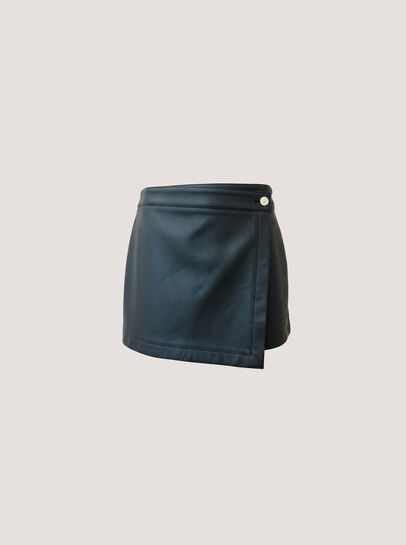 Faux Leather Wrap Mini Skort