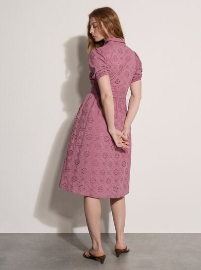Cotton Broderie Shirt Midi Dress