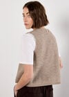 Scallop Edge Waffle Knit Waistcoat, Brown, large