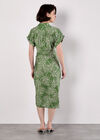 Palm Leaf Shirt Midi Dress, Green, large