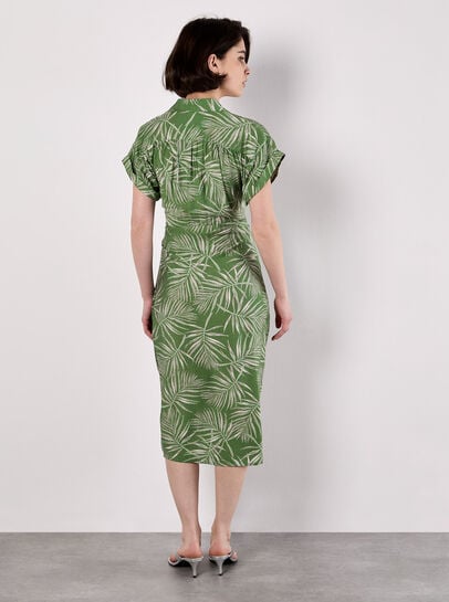 Palm Leaf Shirt Midi Dress