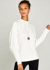 Ribbed Batwing Jumper, Cream, large