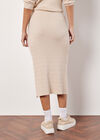 Fine Knit Cable Midi Skirt, Stone, large