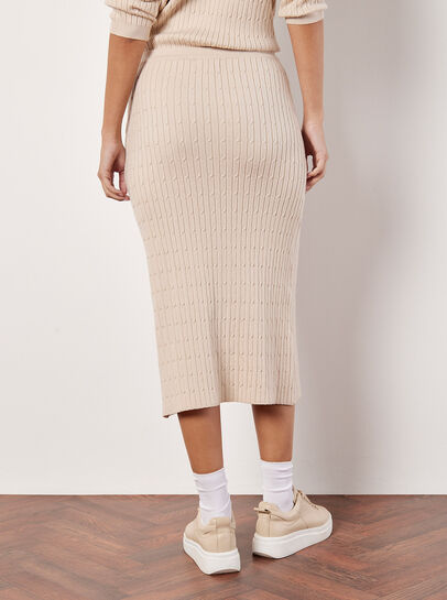 Fine Knit Cable Midi Skirt