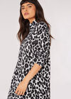 Cheetah Mock Neck Mini Dress, Grey, large