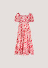 Sarasa Floral Tiered Midi Dress, Cream, large