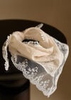 Lace Trim Head Scarf, White, large