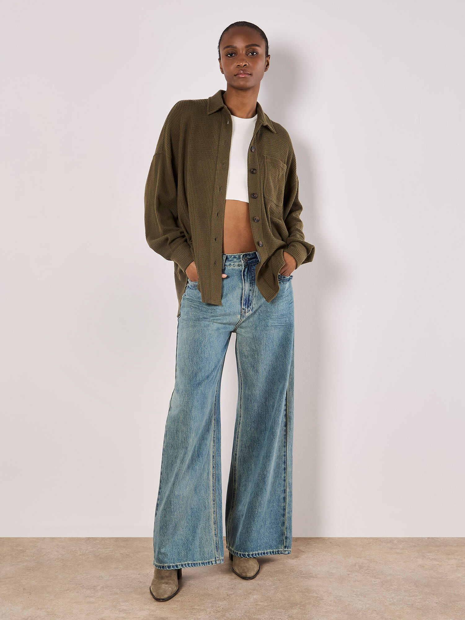 Charm cut knit（khaki) SCRIPT POCKET KNIT SWEATER [OATMEAL] – CRTZRTW