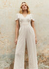 Lace Wide Leg Jumpsuit, White, large