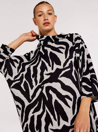 Zebra Print Cocoon Mini Dress